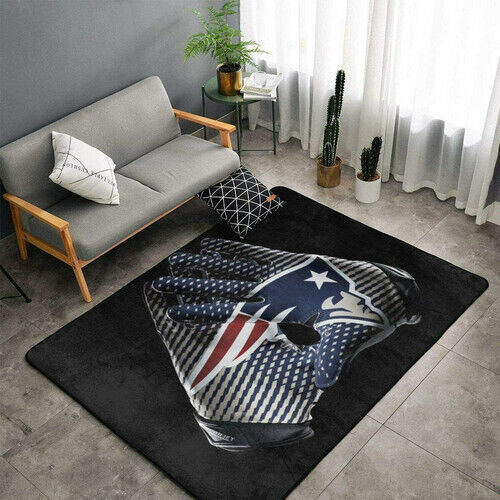 New England Patriots Flannel Rectangle Area Rug – Full Print Carpet For Living Room & Bedroom Home Decor