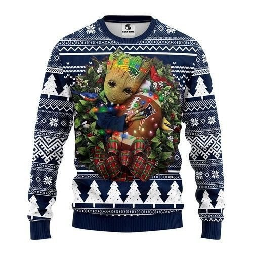 New England Patriots Groot Hug Ugly Christmas Sweater,