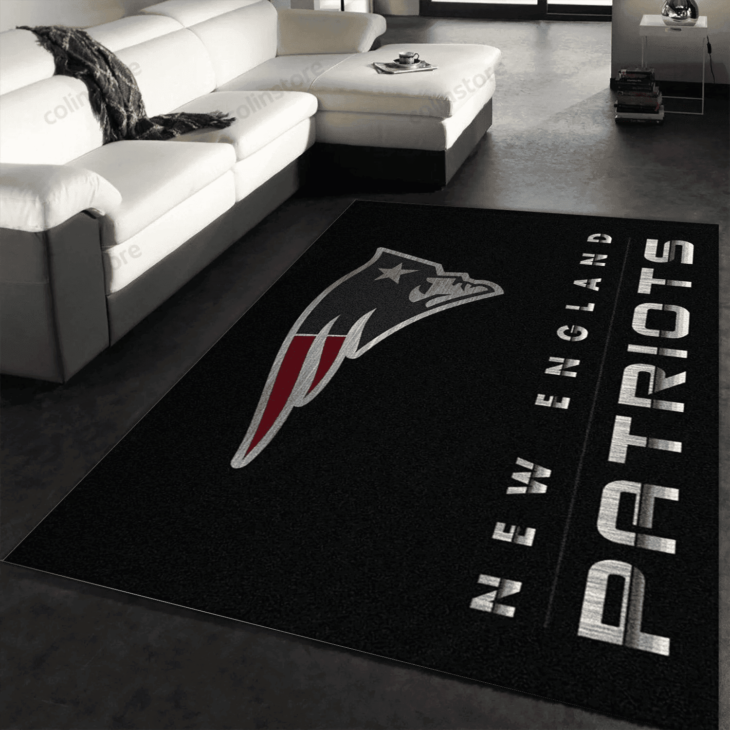 New England Patriots Imperial Chrome Rug Rectangle Area Rug – Full Print Carpet For Living Room & Bedroom Home Decor
