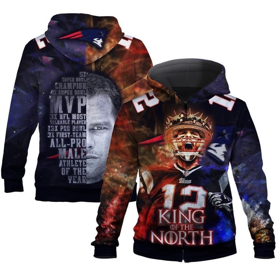 New England Patriots King Of North 3D All Over Print Hoodie & Zip Hoodie