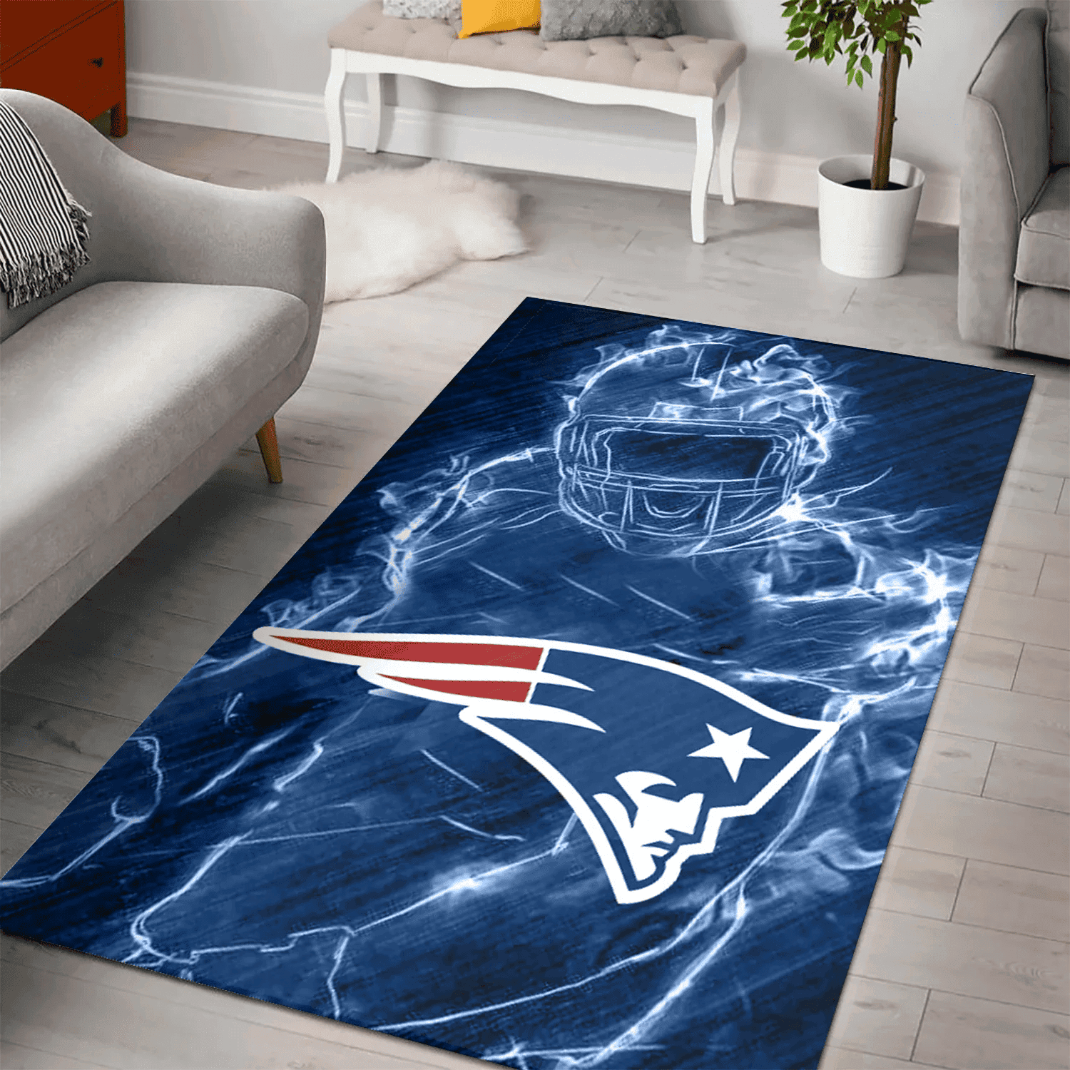 New England Patriots Legend 3D Full Print Rectangle Area Rug – Full Print Carpet For Living Room & Bedroom Home Decor