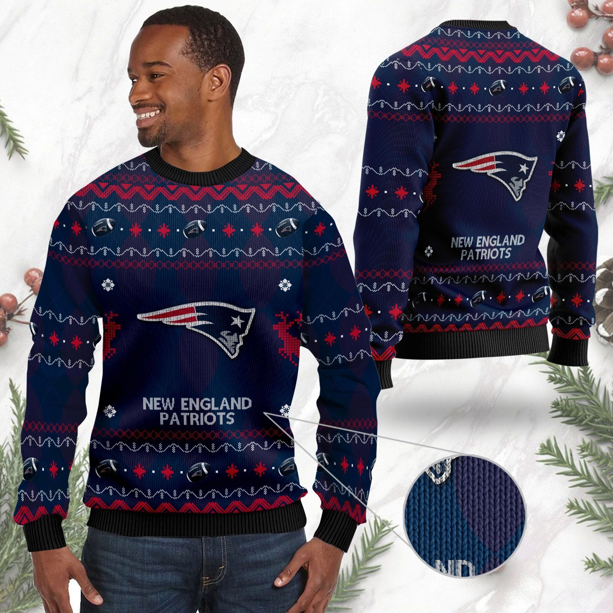 New England Patriots NFL American Football Black Ugly Christmas Sweater