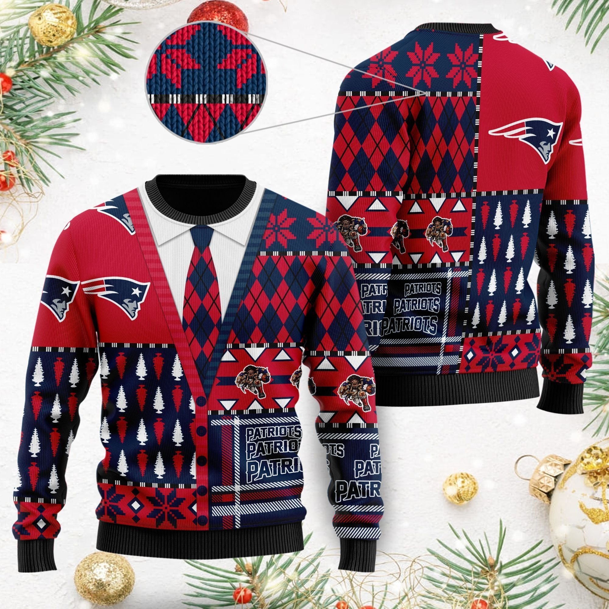 New England Patriots NFL American Football Team Cardigan Style 3D Men And Women Ugly Christmas Sweater For Sport Lovers On Christmas Days