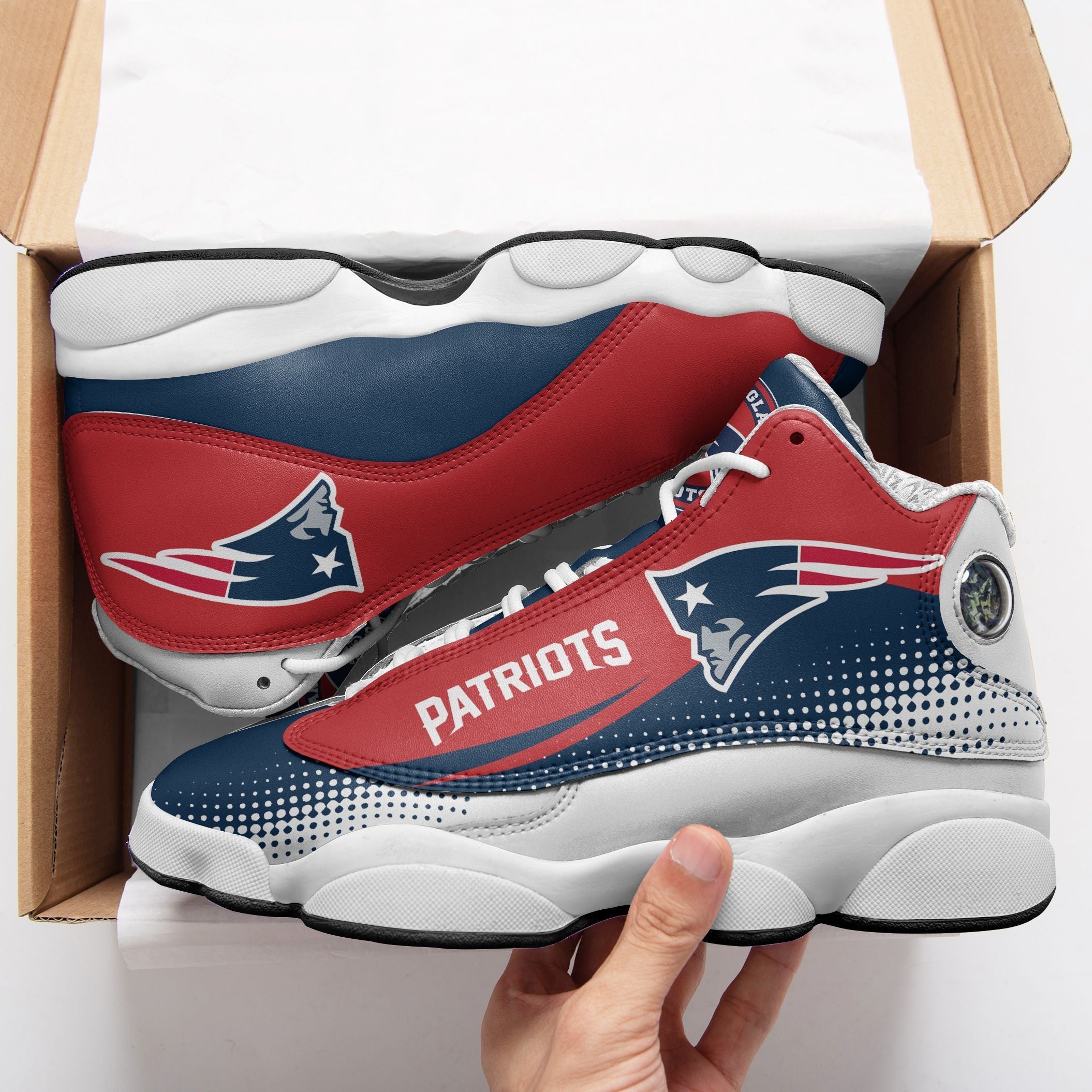 New England Patriots NFL JD13 Sneakers Shoes for Men & Women | Custom Fan Gift