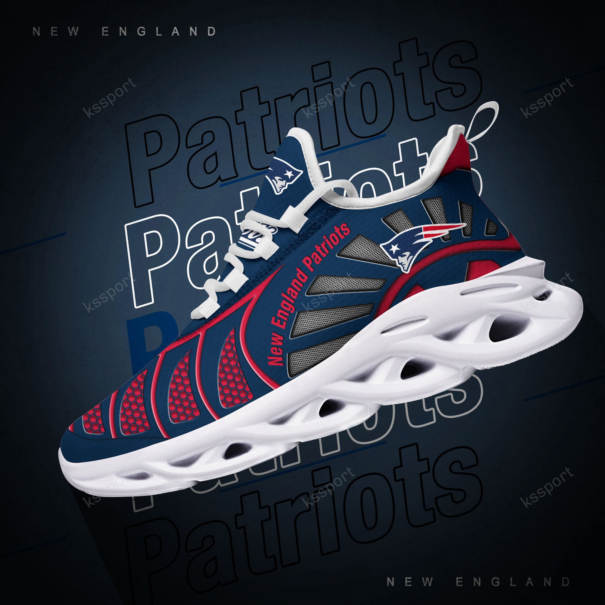 New England Patriots NFL Max Soul Shoes Sneakers for Men And Women – NFL Football Fan Shoes, Team Sneakers