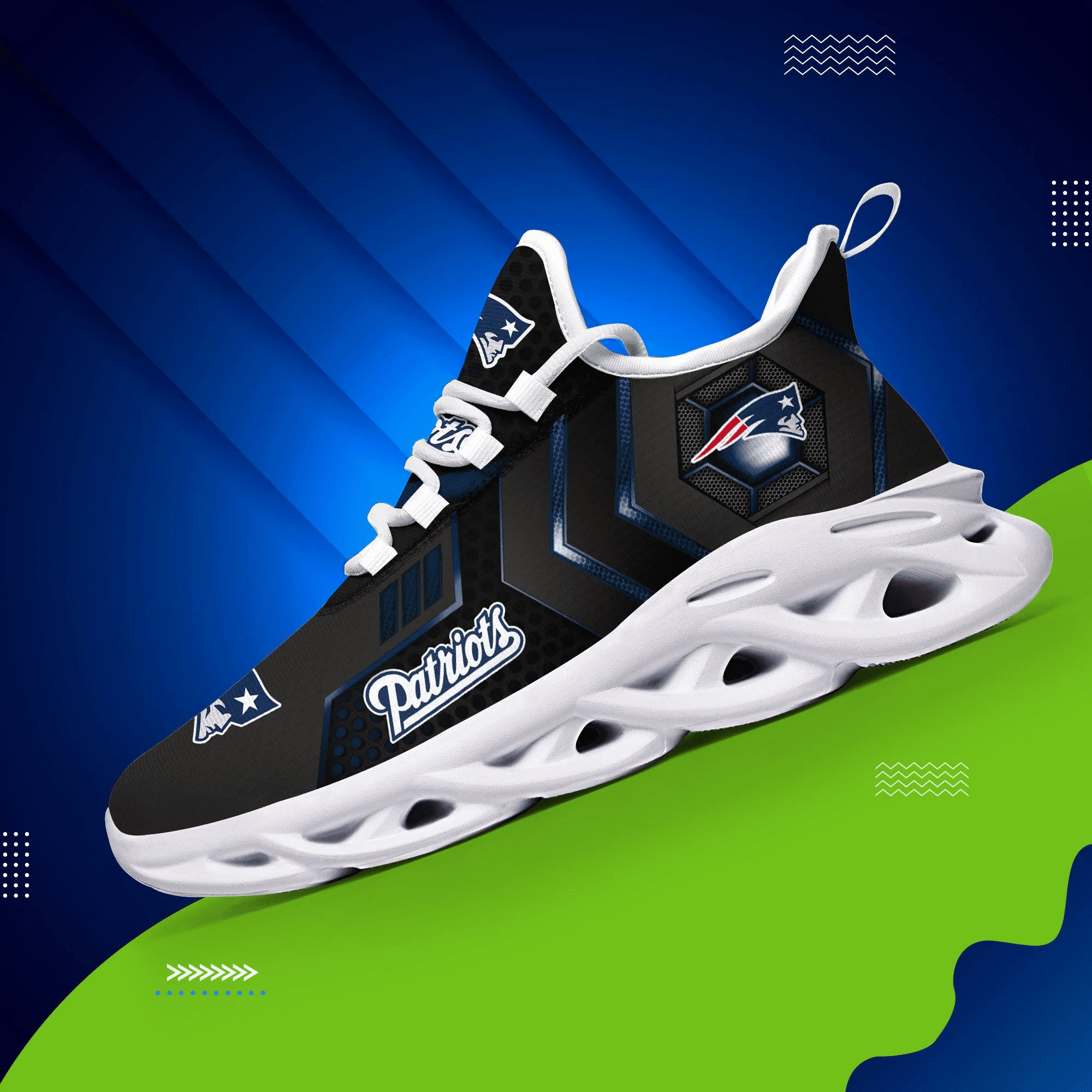 New England Patriots NFL Max Soul Shoes Sneakers for Men And Women – NFL Football Fan Shoes, Team Sneakers
