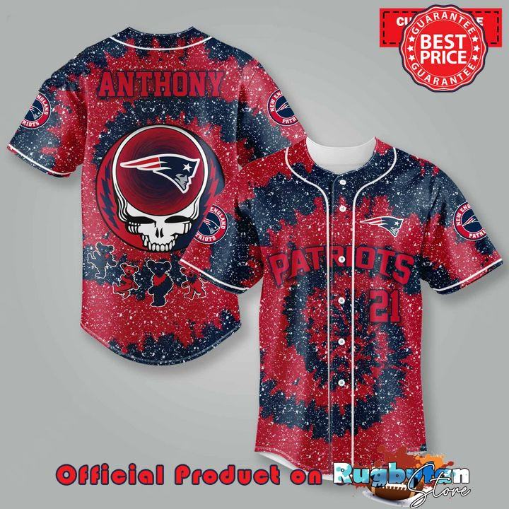 New England Patriots NLF Grateful Dead 3D Personalized Premium Baseball Jersey