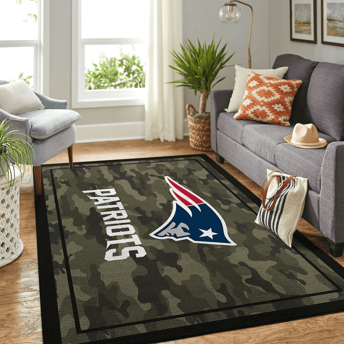 New England Patriots Rectangle Area Rug – Full Print Carpet For Living Room & Bedroom Home Decor