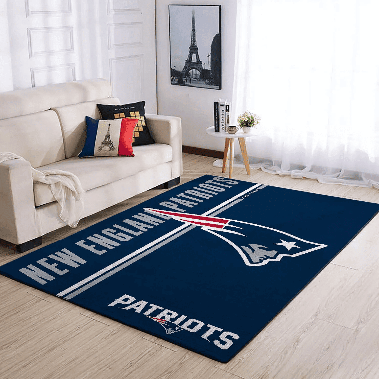 New England Patriots Rectangle Area Rug – Full Print Carpet For Living Room & Bedroom Home Decor
