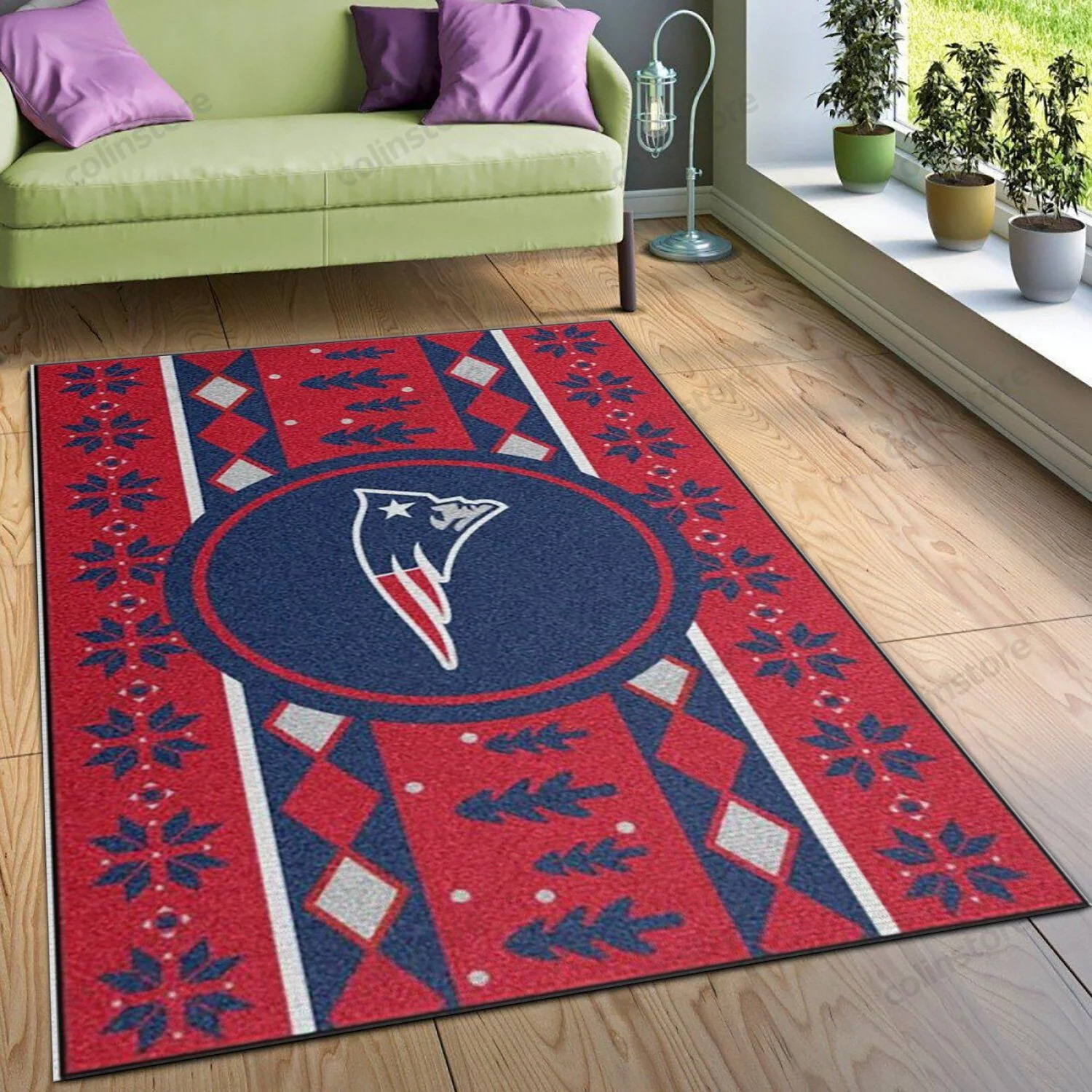 New England Patriots Rectangle Area Rug – Full Print Carpet For Living Room & Bedroom Home Decor