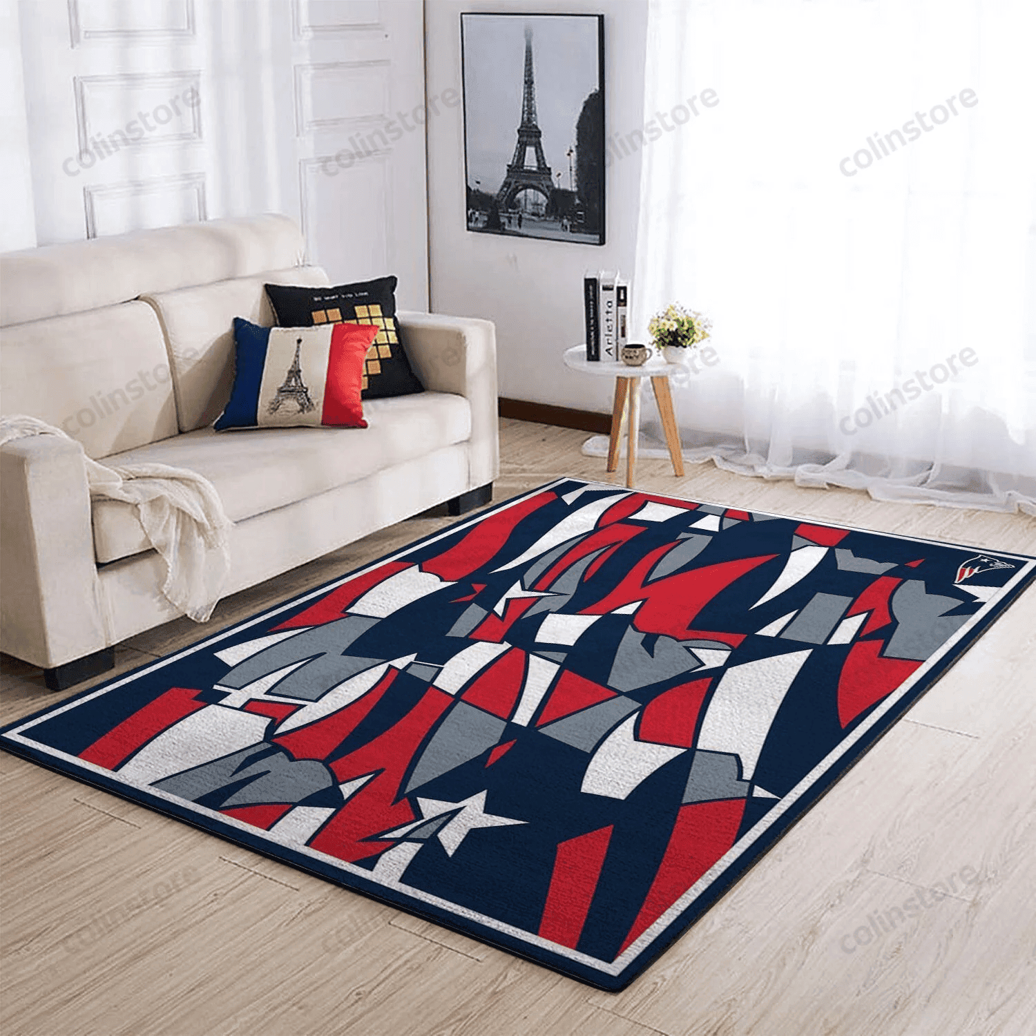 New England Patriots Rectangle Area Rug – Full Print Carpet For Living Room & Bedroom Home Decor