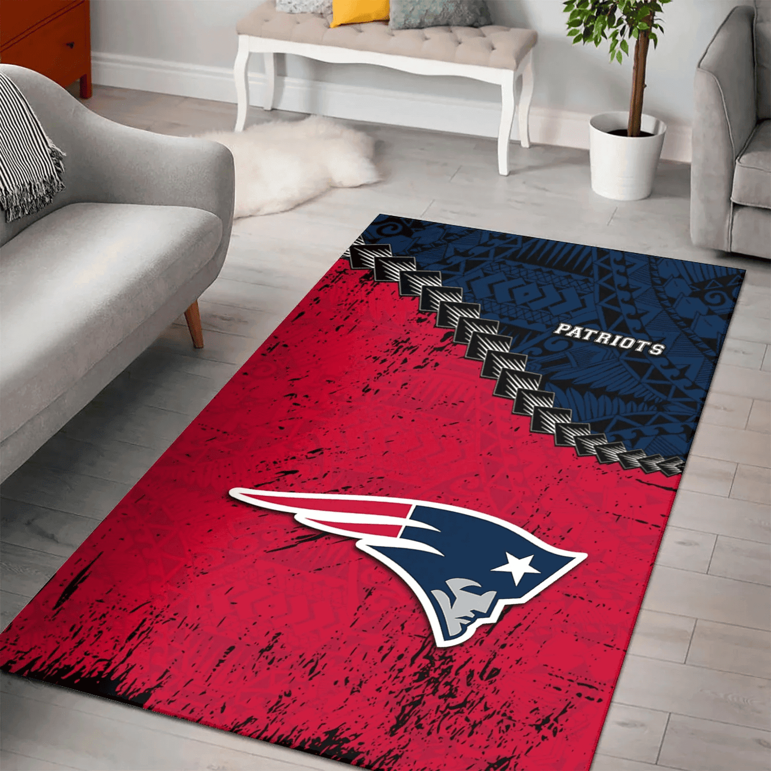 New England Patriots Rectangle Area Rug – Full Print Carpet For Living Room & Bedroom Home Decor