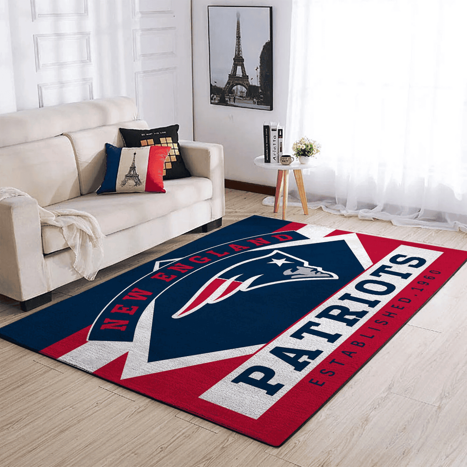 New England Patriots Rectangle Area Rug – Full Print Carpet For Living Room & Bedroom Home Decor