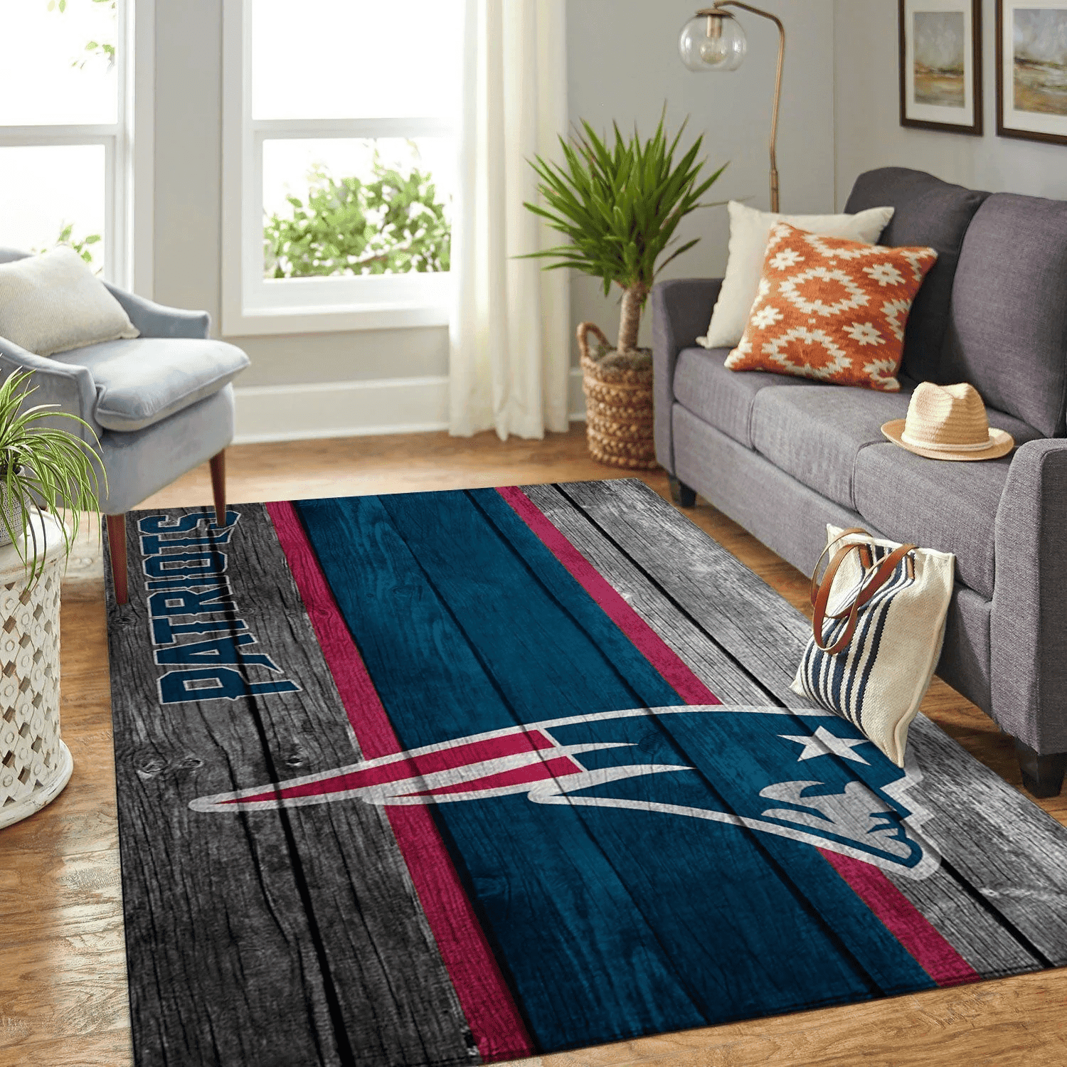 New England Patriots Rectangle Area Rug – Full Print Carpet For Living Room & Bedroom Home Decor