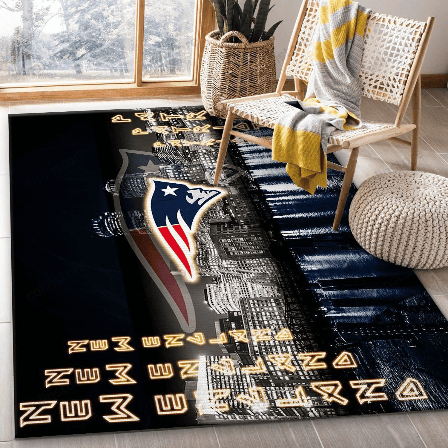 New England Patriots Rectangle Area Rug – Full Print Carpet For Living Room & Bedroom Home Decor