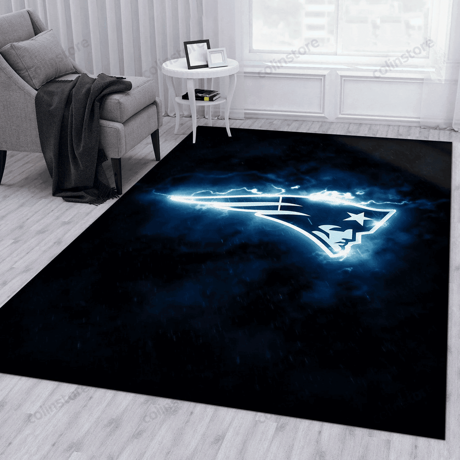 New England Patriots Rectangle Area Rug – Full Print Carpet For Living Room & Bedroom Home Decor