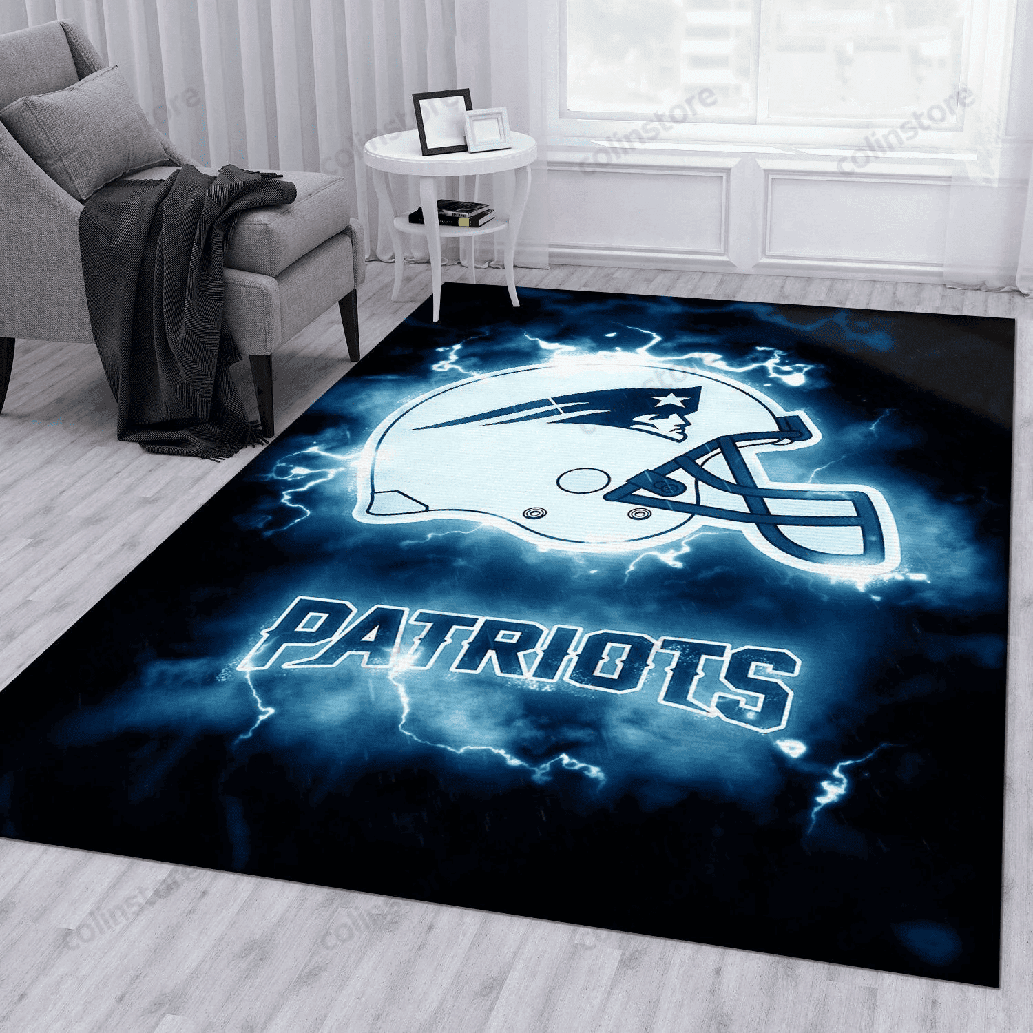 New England Patriots Rectangle Area Rug – Full Print Carpet For Living Room & Bedroom Home Decor