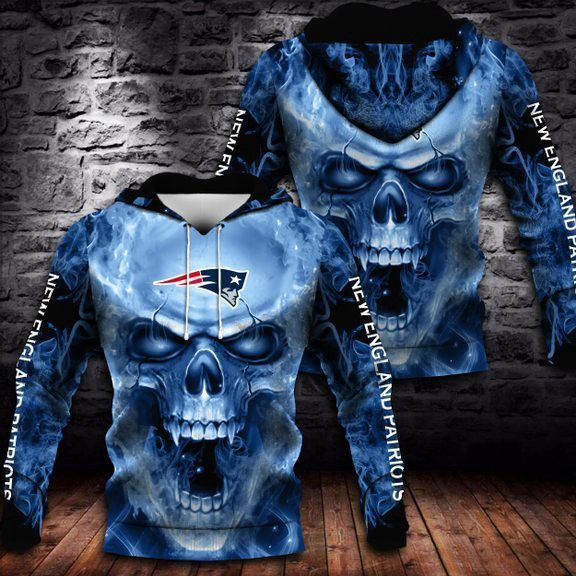New England Patriots Skull 3D All Over Print Hoodie & Zip Hoodie