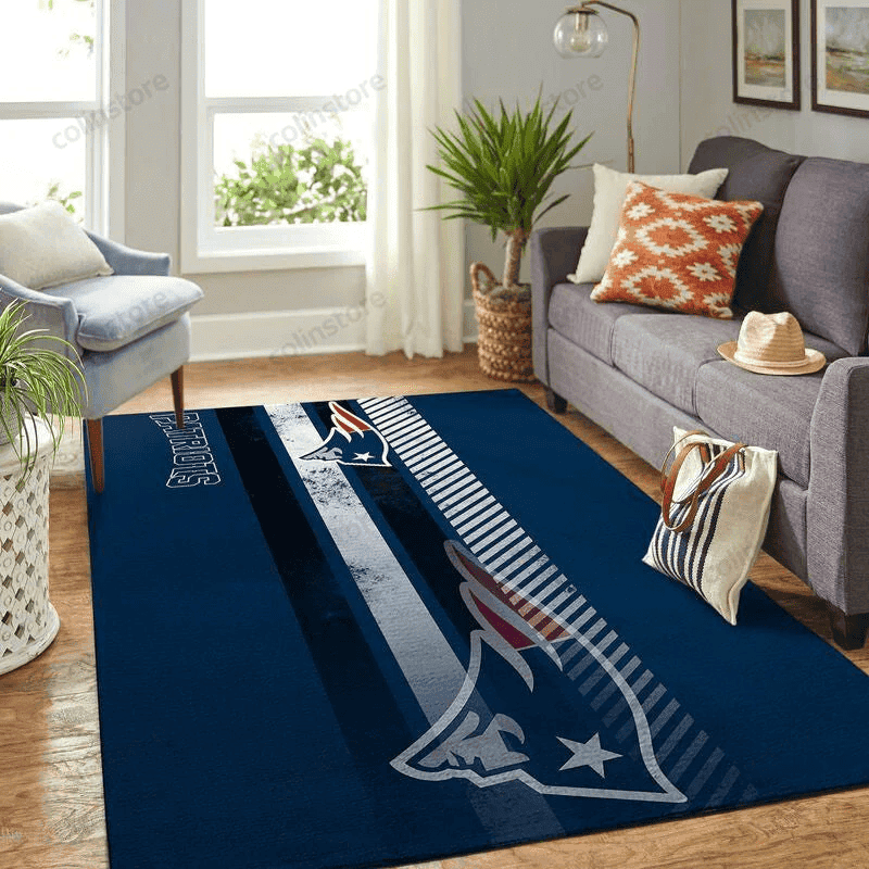 New England Patriots Team Logo 3D Rectangle Area Rug – Full Print Carpet For Living Room & Bedroom Home Decor