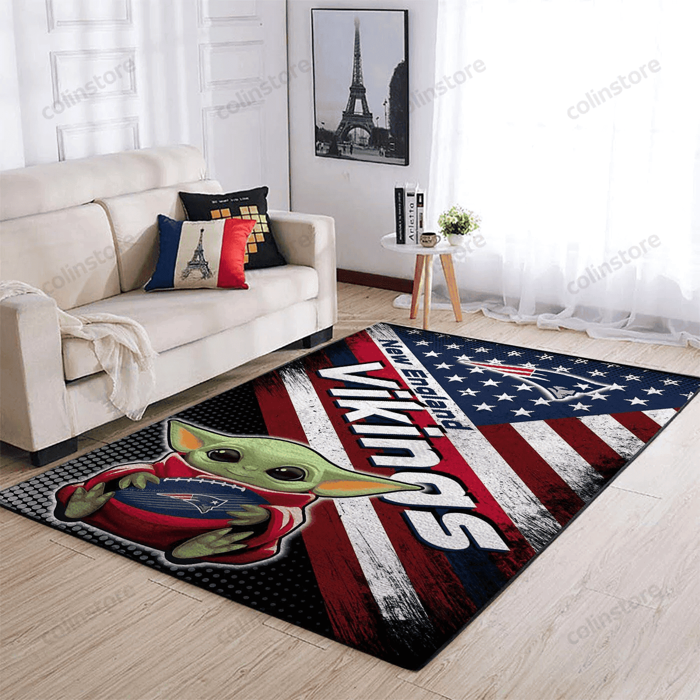 New England Patriots Team Logo Baby Yoda Us Rectangle Area Rug – Full Print Carpet For Living Room & Bedroom Home Decor