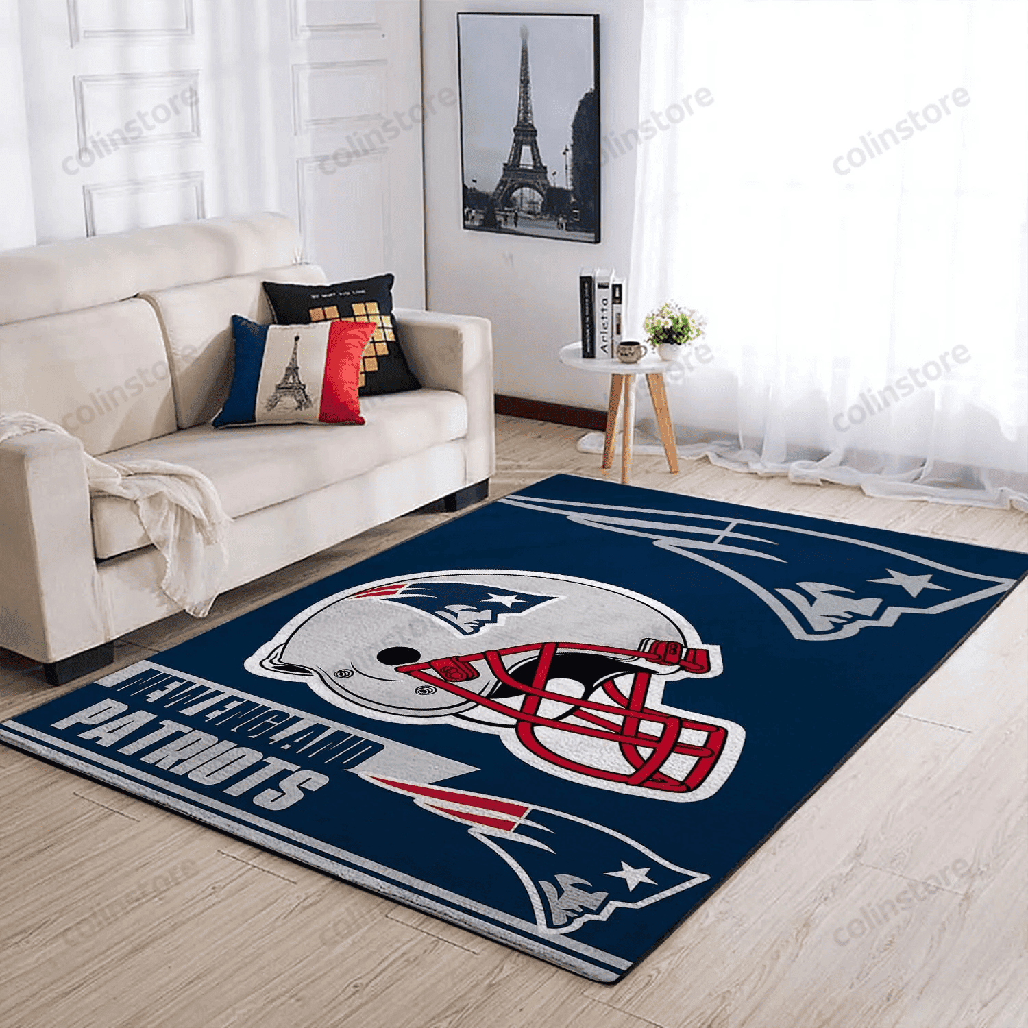 New England Patriots Team Logo Helmet Nice Gift Rectangle Area Rug – Full Print Carpet For Living Room & Bedroom Home Decor