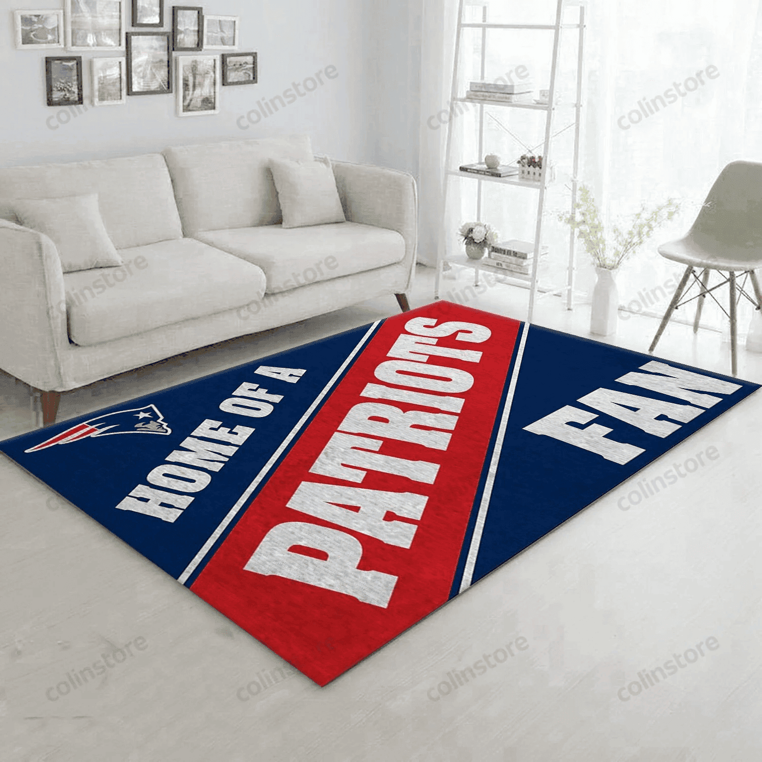 New England Patriots Team Rectangle Area Rug – Full Print Carpet For Living Room & Bedroom Home Decor
