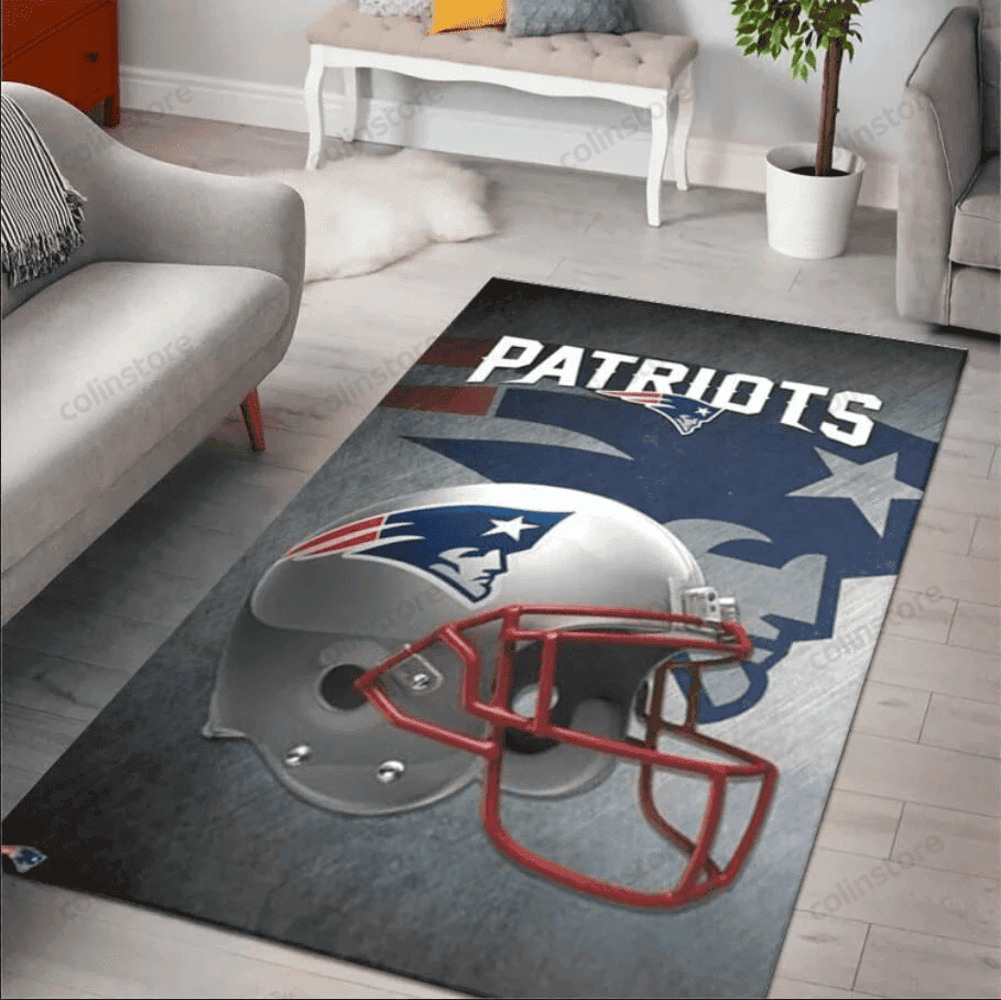 New England Patriots Team Rectangle Area Rug – Full Print Carpet For Living Room & Bedroom Home Decor