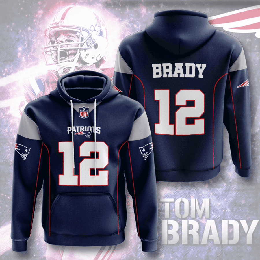 New England Patriots Tom Brady 12 3D All Over Print Hoodie & Zip Hoodie