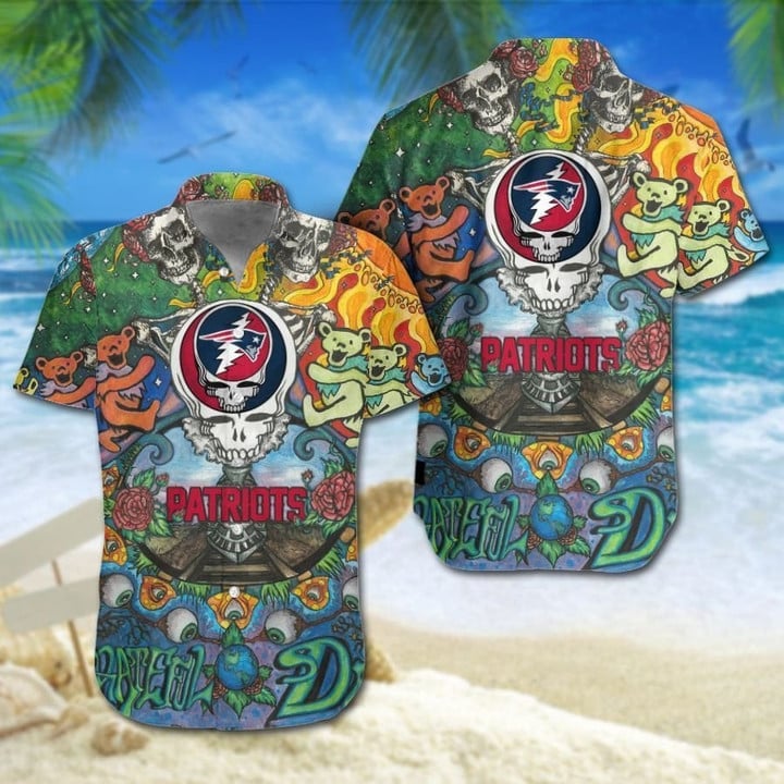 New England Patriots Tropical Wave Aloha Hawaiian Shirt for Men & Women