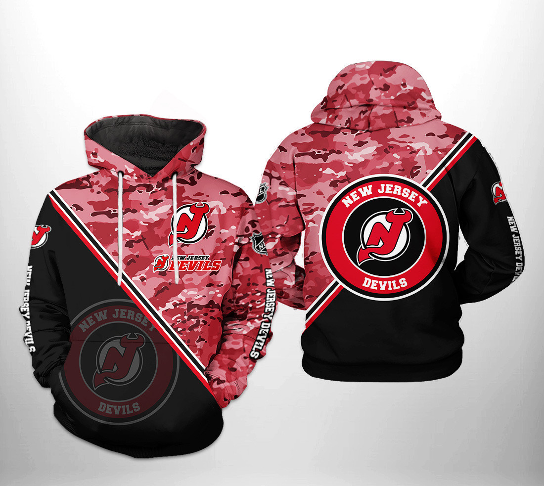 New Jersey Devils NHL Camo Team 3D All Over Print Hoodie & Zip Hoodie