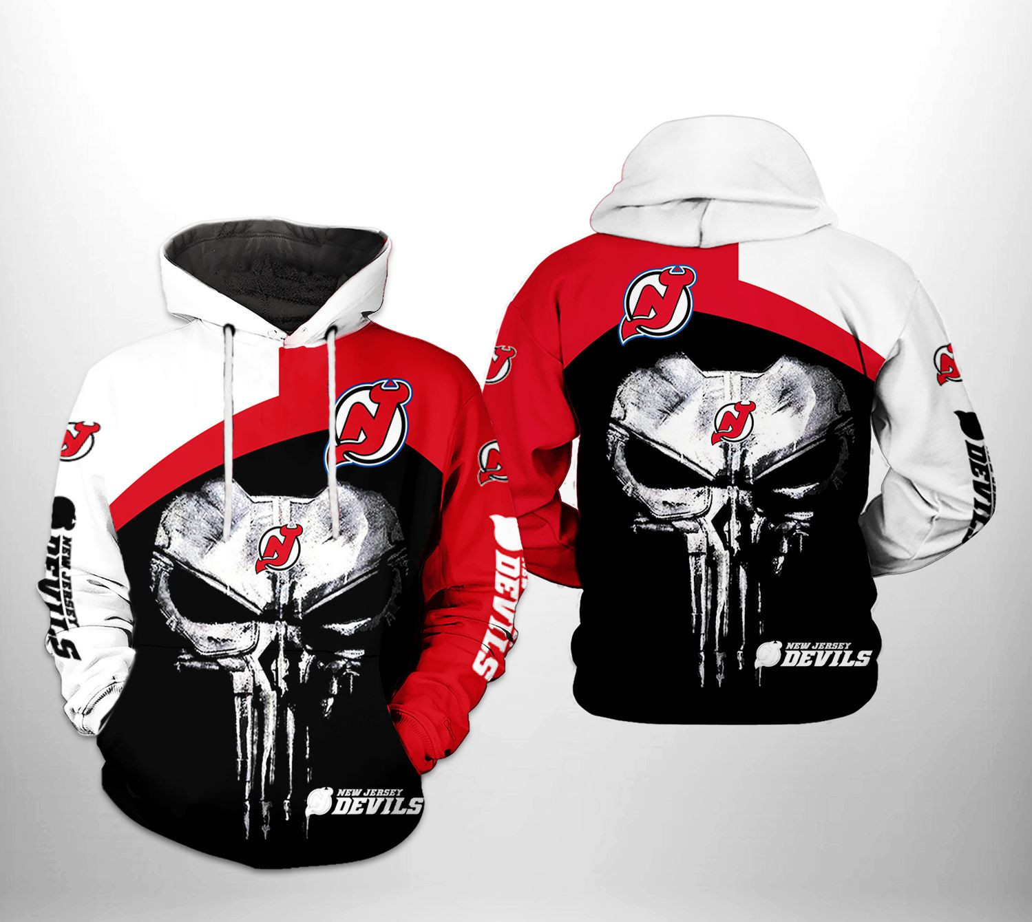 New Jersey Devils NHL Skull Punisher 3D All Over Print Hoodie & Zip Hoodie