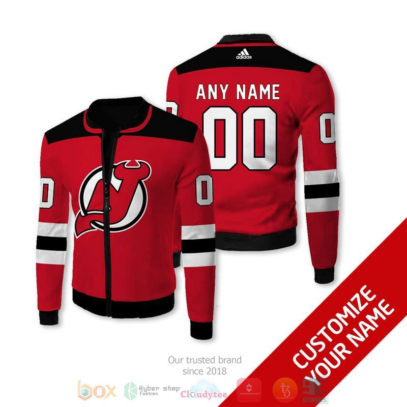 New Jersey Devils Personalized Name Number Red Bomber Jacket | NHL Team Jacket for Men & Women | Hockey Fan Gift