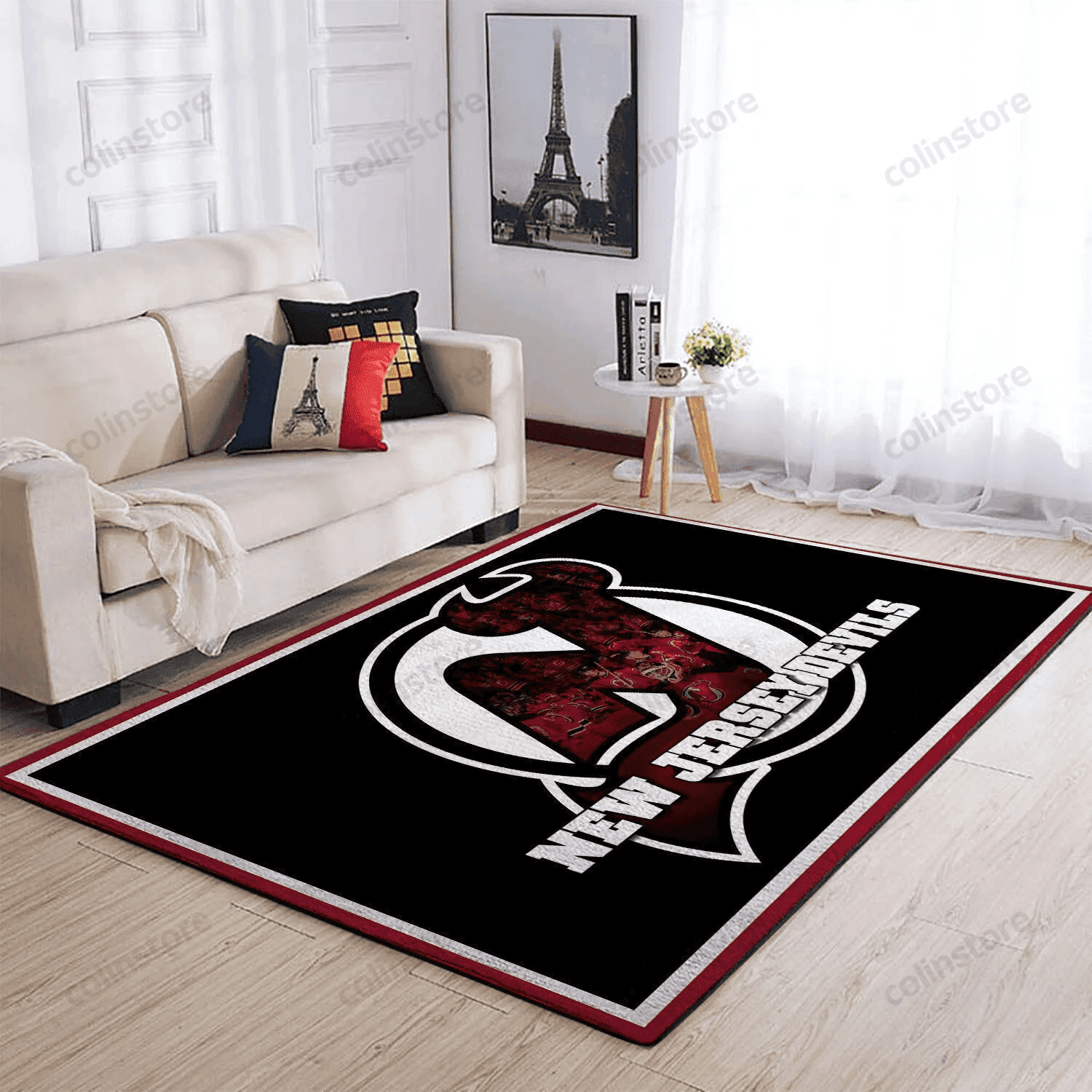 New Jersey Devils Rectangle Area Rug – Full Print Carpet For Living Room & Bedroom Home Decor