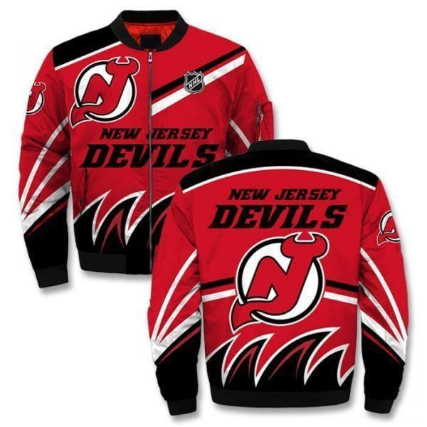 New Jersey Devils Red Bomber Jacket | NHL Team Jacket for Men & Women | Hockey Fan Gift