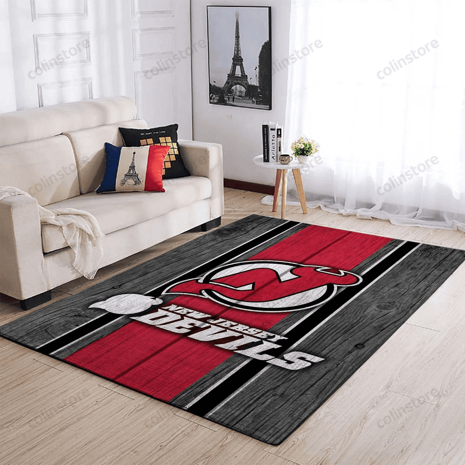 New Jersey Devils Team Logo Rectangle Area Rug – Full Print Carpet For Living Room & Bedroom Home Decor