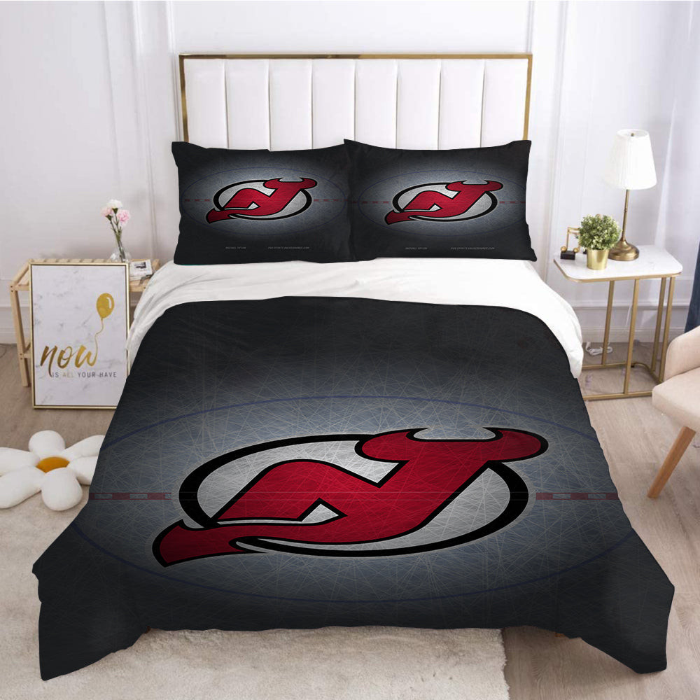 New Jersey Hockey League Devils Duvet Cover Quilt Cover Pillowcase Bedding Set Bed Linen Home Bedroom Decor