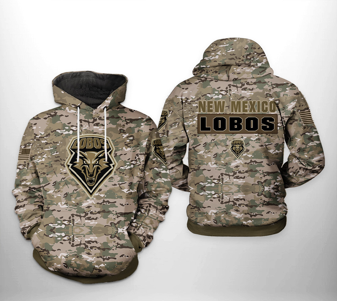 New Mexico Lobos NCAA Camo Veteran 3D All Over Print Hoodie & Zip Hoodie