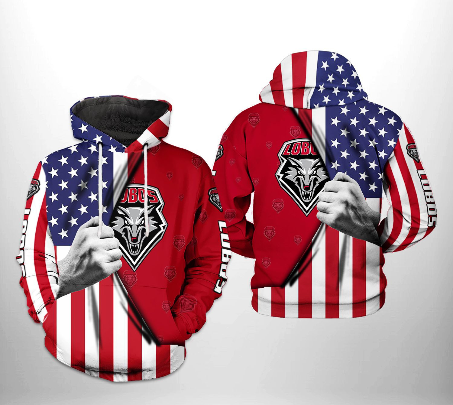 New Mexico Lobos NCAA US Flag 3D All Over Print Hoodie & Zip Hoodie
