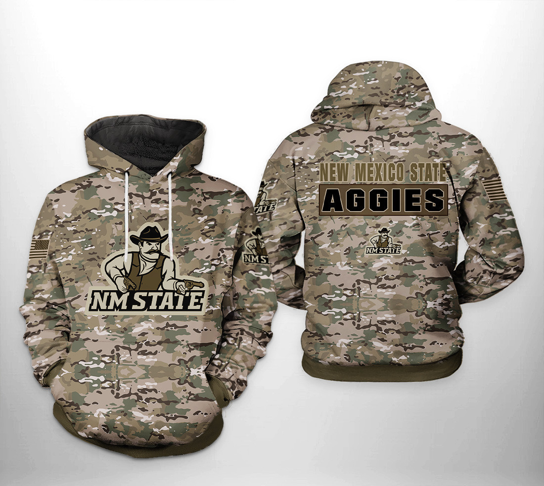 New Mexico State Aggies NCAA Camo Veteran 3D All Over Print Hoodie & Zip Hoodie