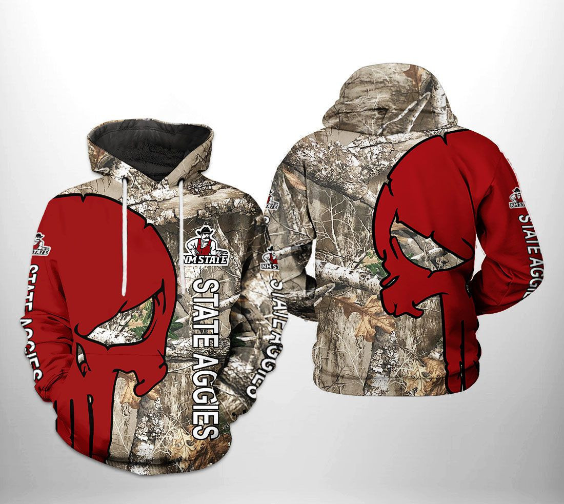 New Mexico State Aggies NCAA Camo Veteran Hunting 3D All Over Print Hoodie & Zip Hoodie