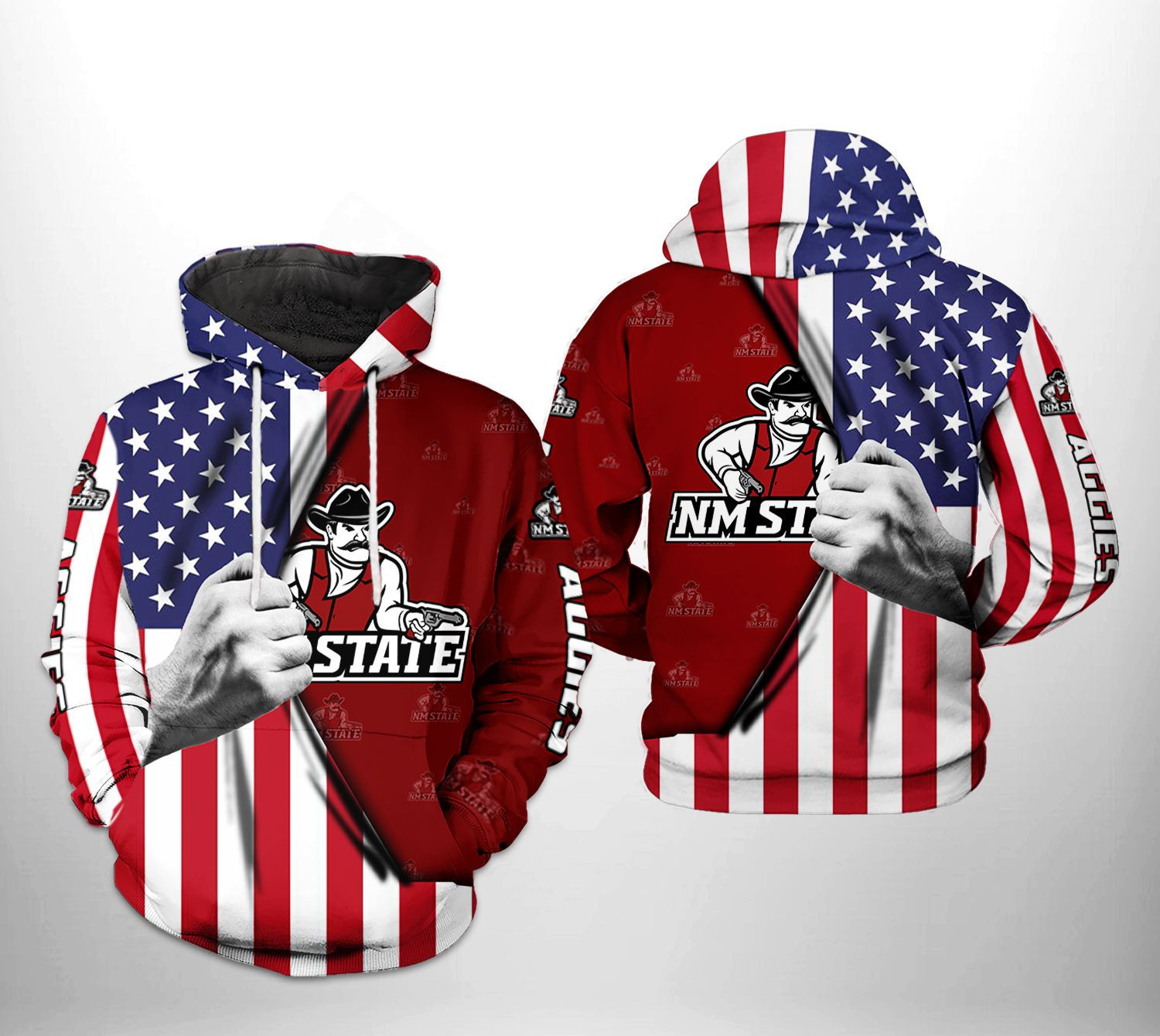 New Mexico State Aggies NCAA US Flag 3D All Over Print Hoodie & Zip Hoodie