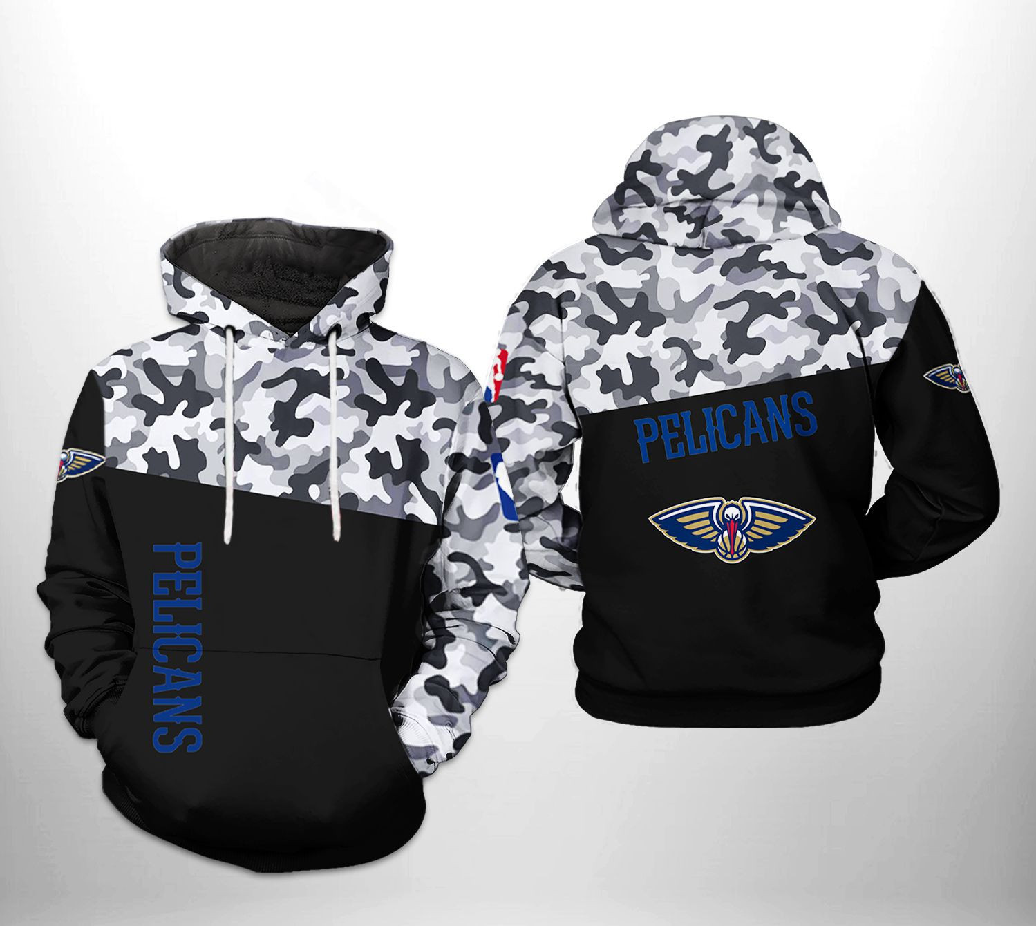 New Orleans Pelicans NBA Camo Veteran Team 3D All Over Print Hoodie & Zip Hoodie