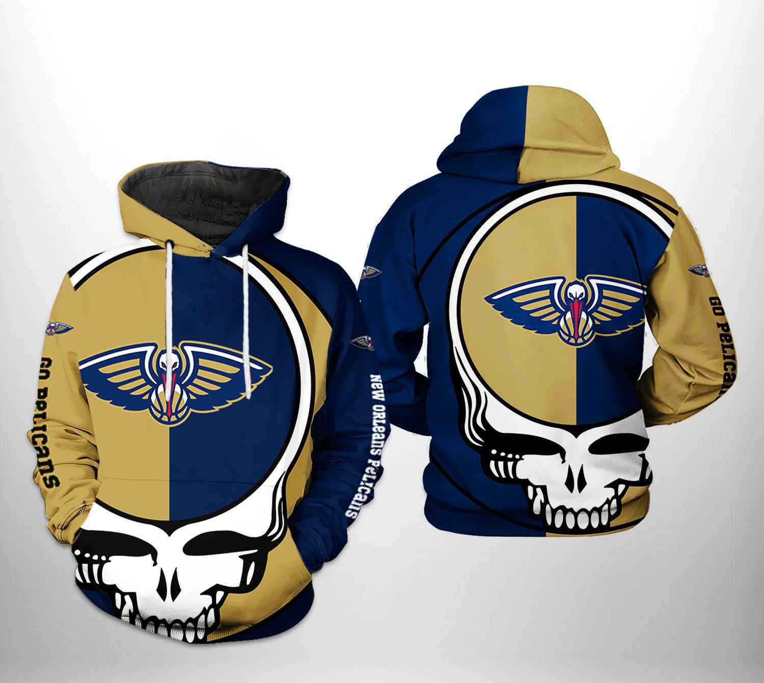 New Orleans Pelicans NBA Grateful Dead 3D All Over Print Hoodie & Zip Hoodie