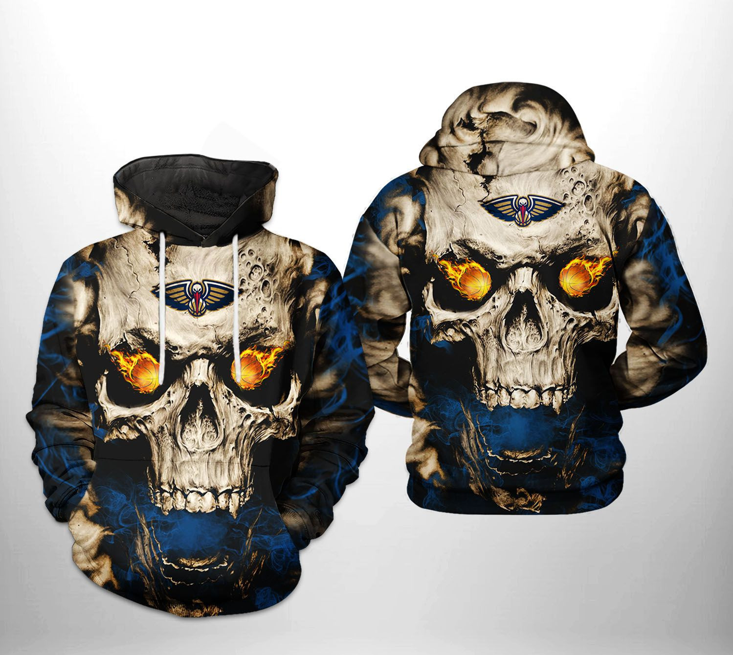 New Orleans Pelicans NBA Skull 3D All Over Print Hoodie & Zip Hoodie