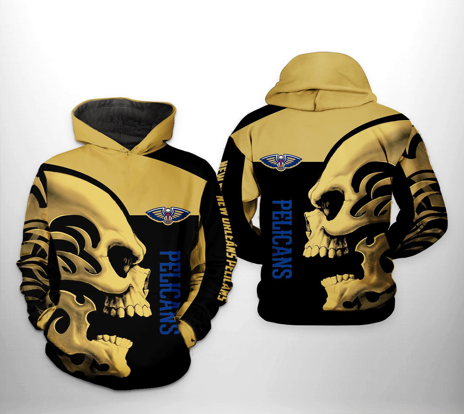 New Orleans Pelicans NBA Skull Team 3D All Over Print Hoodie & Zip Hoodie
