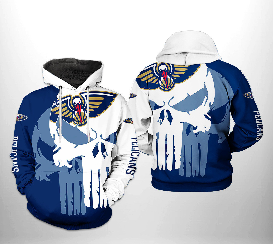 New Orleans Pelicans NBA Team Skull 3D All Over Print Hoodie & Zip Hoodie