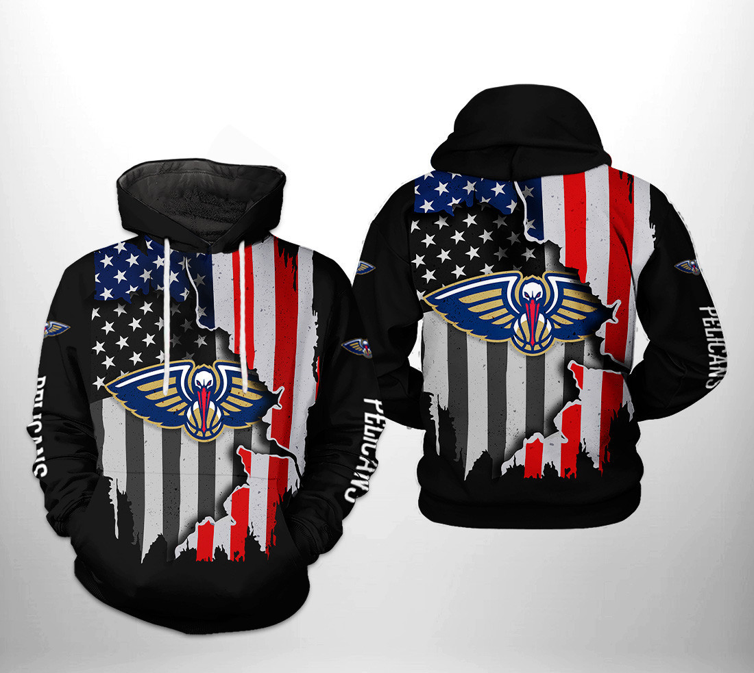 New Orleans Pelicans NBA US Flag Team 3D All Over Print Hoodie & Zip Hoodie