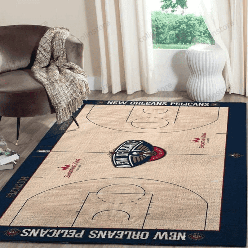 New Orleans Pelicans Team Logo Stadium 3D Rectangle Area Rug – Full Print Carpet For Living Room & Bedroom Home Decor