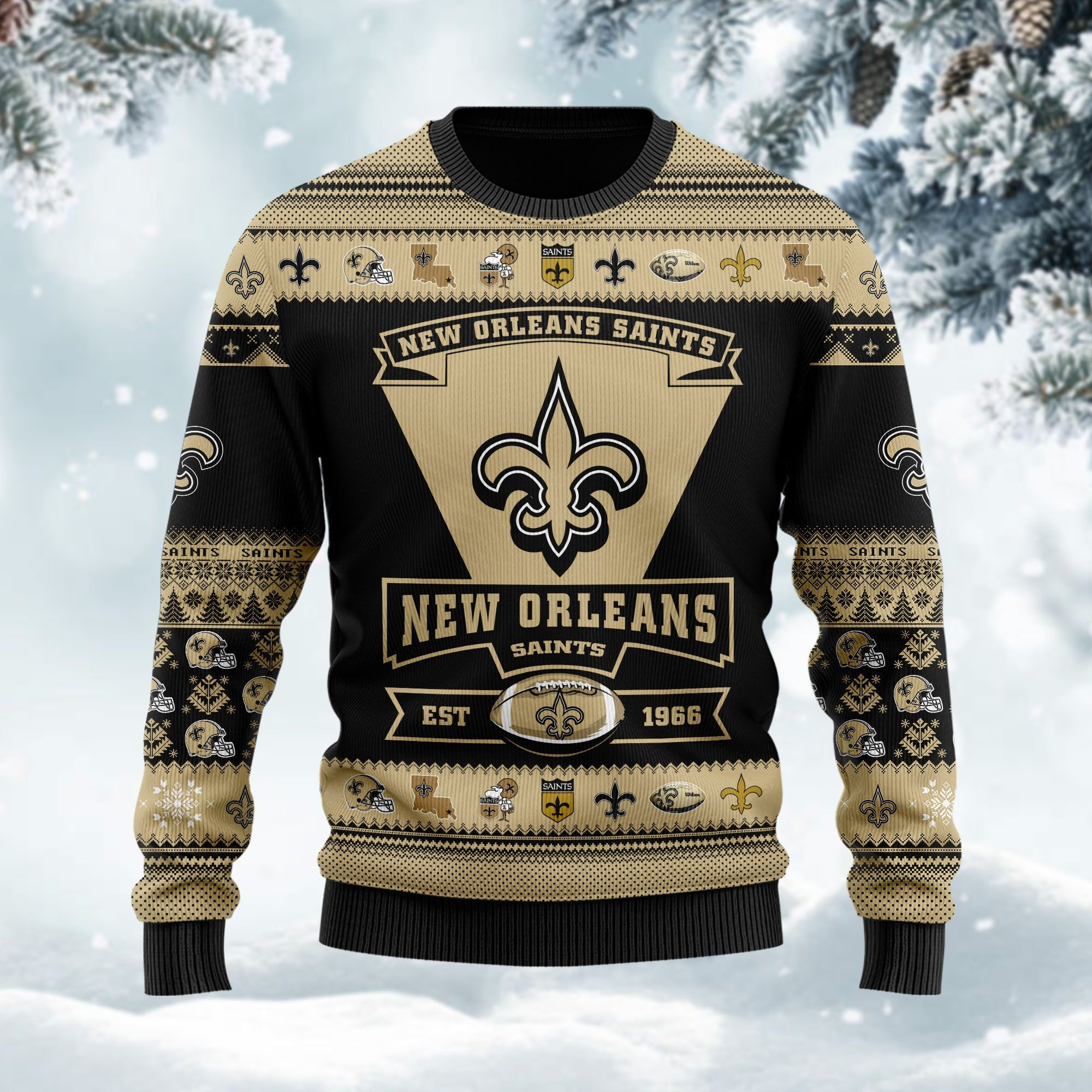 New Orleans Saints Football Team Logo Custom Name Personalized Ugly Christmas Sweater, Perfect Holiday Gift - Image 3