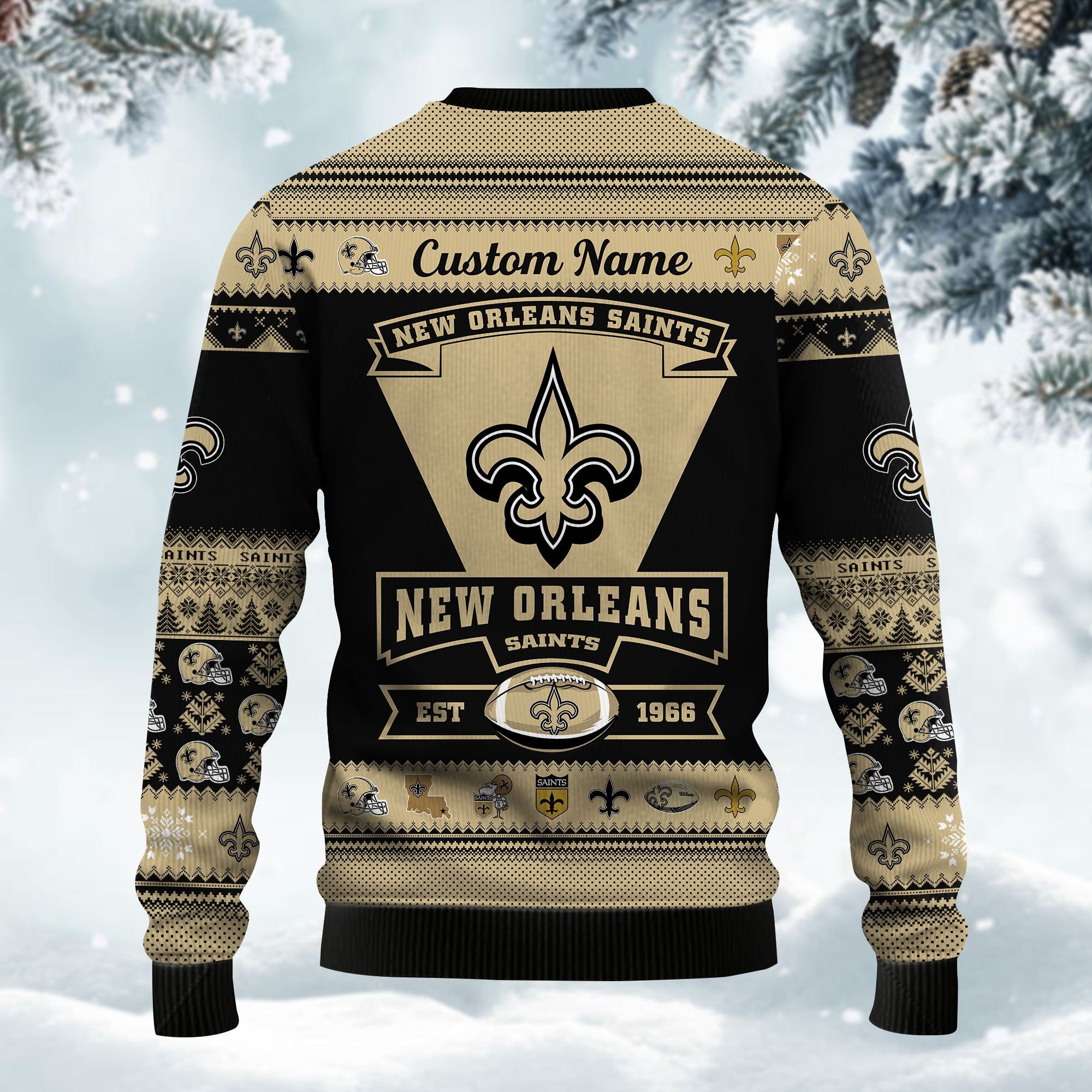 New Orleans Saints Football Team Logo Custom Name Personalized Ugly Christmas Sweater, Perfect Holiday Gift - Image 4